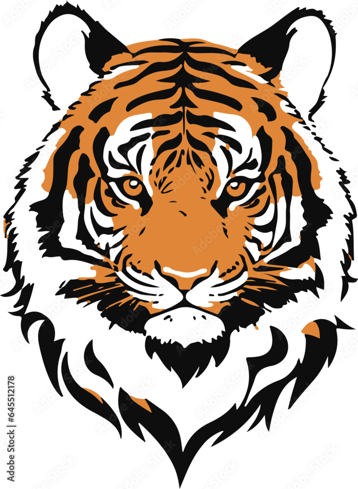 Naklejka premium Vector illustration of a tiger head for logo, symbol, sticker, tattoo t-shirt design, simple flat design on a white background 