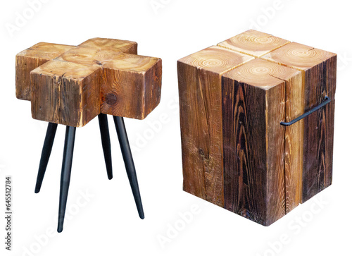 Wooden small stylish chairs for design or decoration