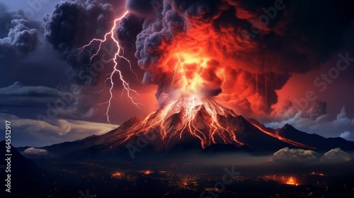 a rare and powerful volcanic lightning storm