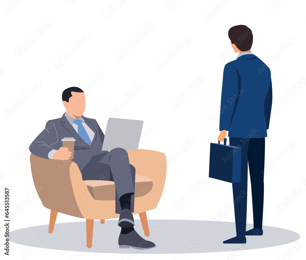 businessman sitting on sofa using computer businessman sitting on sofa using computer