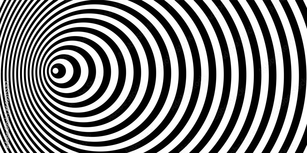Twisting Whirl Motion and 3D Illusion in Abstract Op Art Striped Lines Pattern.