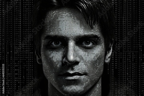 ASCII art, a portrait of a handsome man photo
