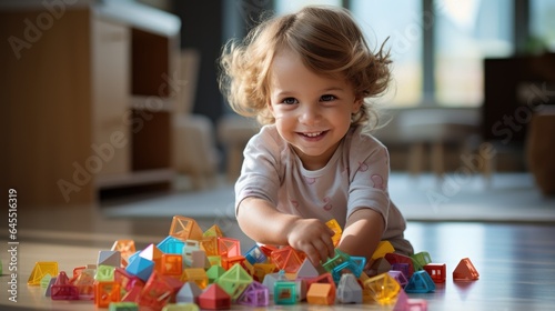 Child is playing with build...