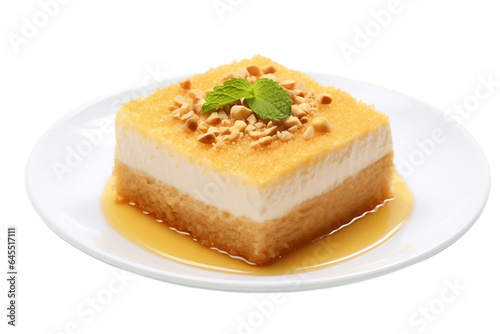 Golden Kunafa Dessert Isolated on Transparent Background. Generative AI