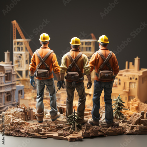 Miniature construction crew at work. Tiny builders, big impact!