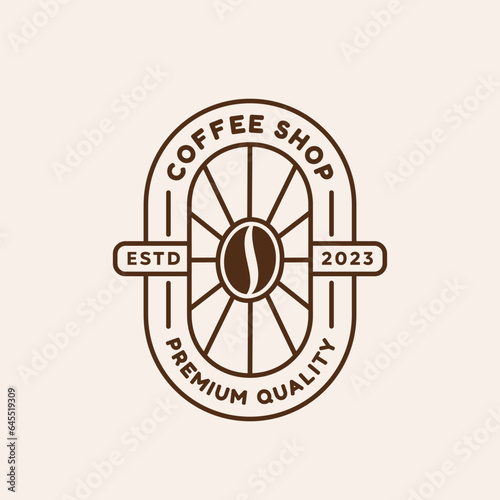 Illustration vector graphic of hipster coffeshop logo vintage, coffeehouse logo design template roasted coffee bean with decorative shine for businesse