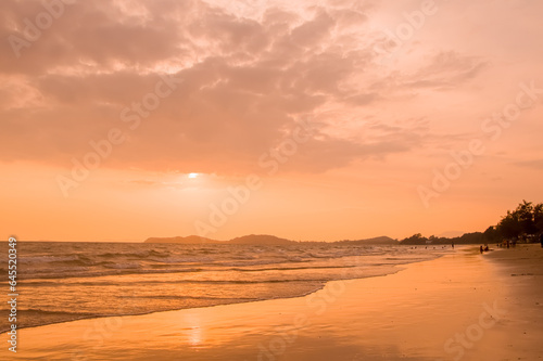 View of sea with sunset sky for nature background