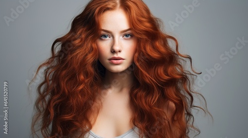 portrait of a woman with long hair with cosmetics beautiful skin