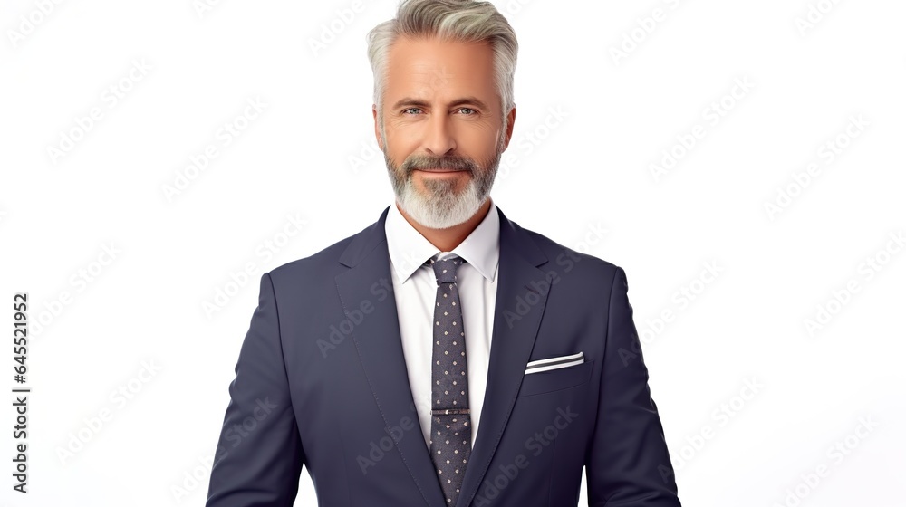 Confident and Professional: A portrait of a mature, successful businessman with a distinguished gray beard, exuding confidence in a sharp suit and tie. Confident and Professional: A portrait of a mature, successful businessman with a distinguished gray beard, exuding confidence in a sharp suit and tie.