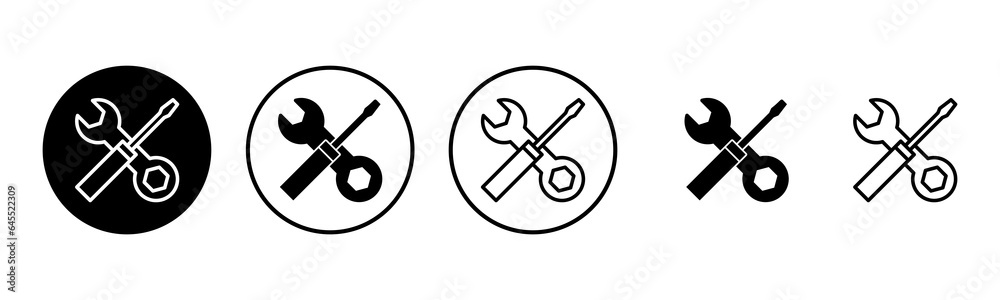Repair tools icon set illustration. tool sign and symbol. setting icon. Wrench and screwdriver. Service Repair tools icon set illustration. tool sign and symbol. setting icon. Wrench and screwdriver. Service