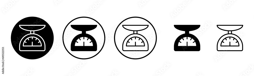 Scales icon set illustration. Weight scale sign and symbol