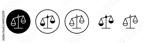 Scales icon set illustration. Law scale icon. Justice sign and symbol