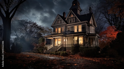 Haunted House - A creepy haunted house with a weathered, vintage look for Halloween and other spooky occasions.