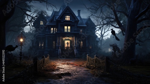 Haunted House - A creepy haunted house with a weathered  vintage look for Halloween and other spooky occasions.