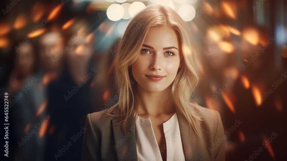 Confident Businesswoman in City Lights