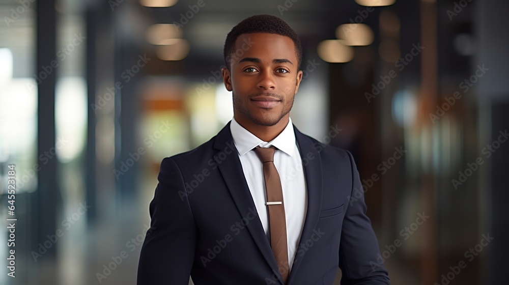 American professional stands with his arms crossed in office background