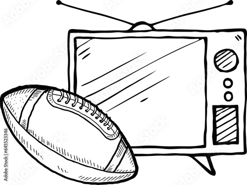 American football of live streaming icons. Sketch TV set isolated on a white background.
