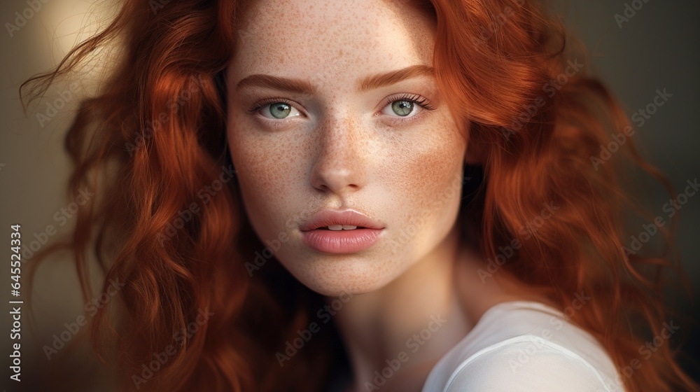Portrait of a beautiful woman's face. Beautiful Spa model with flawlessly clean skin. A brunette woman smiles at the camera. Concept of Youth and Skin Care. generative ai Portrait of a beautiful woman's face. Beautiful Spa model with flawlessly clean skin. A brunette woman smiles at the camera. Concept of Youth and Skin Care. generative ai