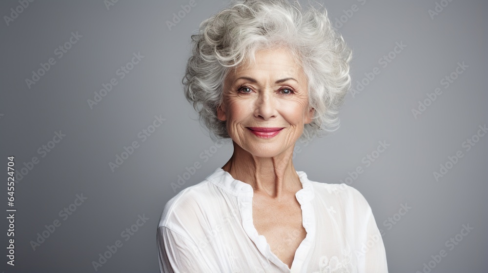 A middle-aged blonde therapist woman wearing a white coat over an isolated background smiles with crossed arms and looks at the camera. Positive personality. generative ai