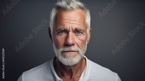 portrait of a senior man on grey background