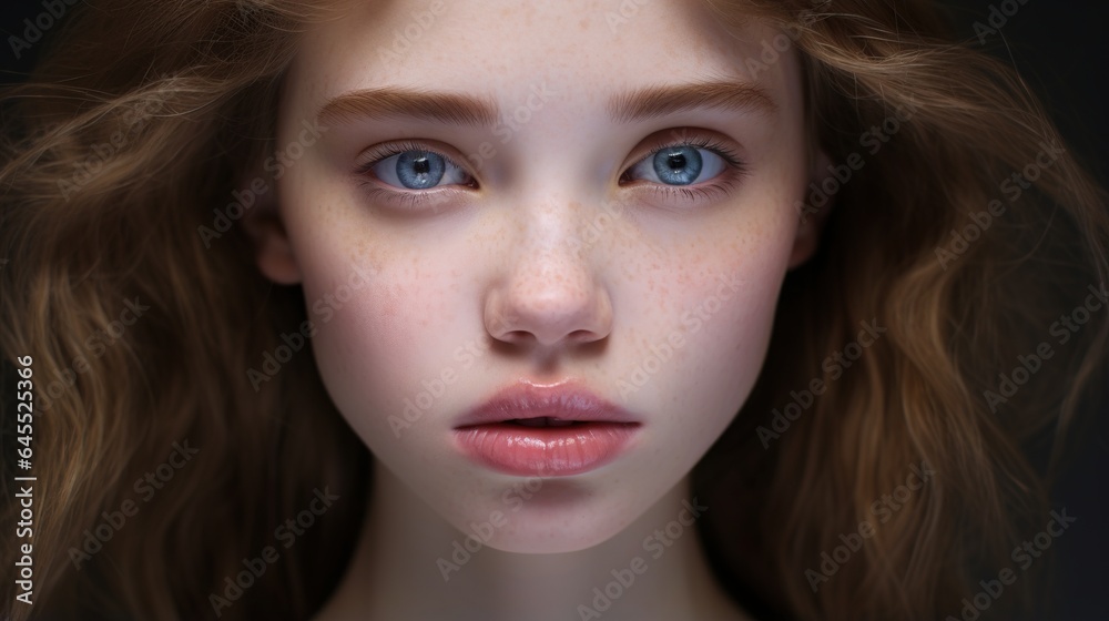 Close up young woman on white studio background, skincare and make up Close up young woman on white studio background, skincare and make up