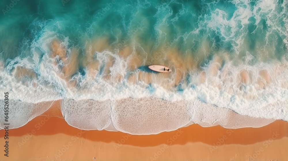 Top view boat on the beach.generative ai