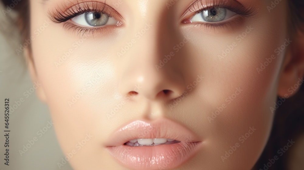 Close up Beauty Woman face Portrait. Beautiful Spa model Girl with Perfect Fresh Clean Skin. Close up Beauty Woman face Portrait. Beautiful Spa model Girl with Perfect Fresh Clean Skin.