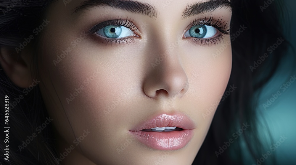 Close up Beauty Woman face Portrait. Beautiful Spa model Girl with Perfect Fresh Clean Skin. Close up Beauty Woman face Portrait. Beautiful Spa model Girl with Perfect Fresh Clean Skin.