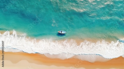 Top view boat on the beach.generative ai