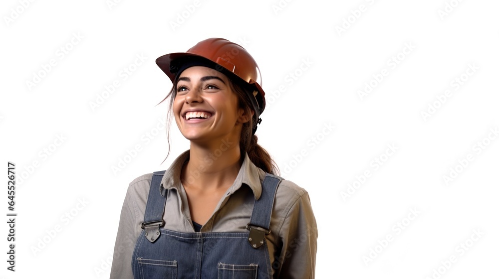 construction worker with helmet on white background. generative ai construction worker with helmet on white background. generative ai