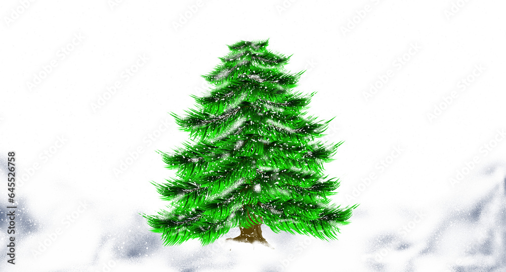 Fototapeta premium spruce tree in winter with snow isolated on white