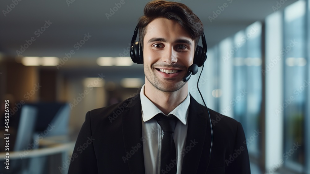 Portrait of a person call center operator. generative ai Portrait of a person call center operator. generative ai
