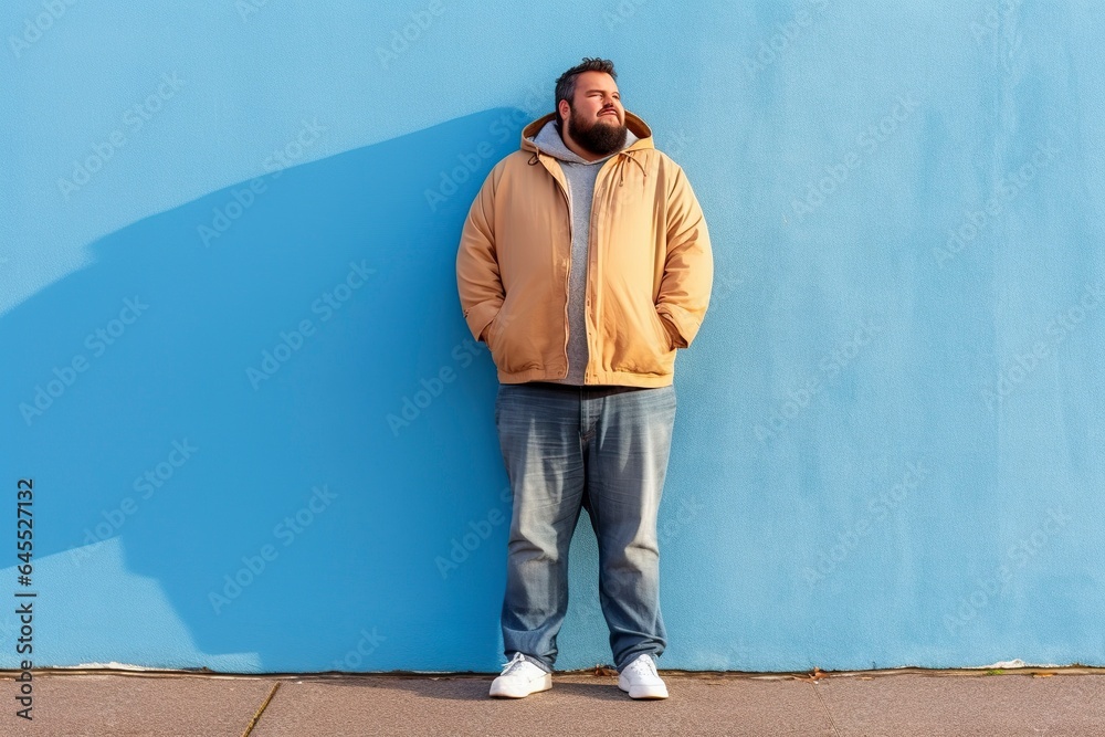 Overweight man poses and smiles at the camera.