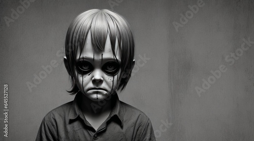 Scary Horror Kid Background. Frightening Child. Creepy Atmosphere. Generative AI