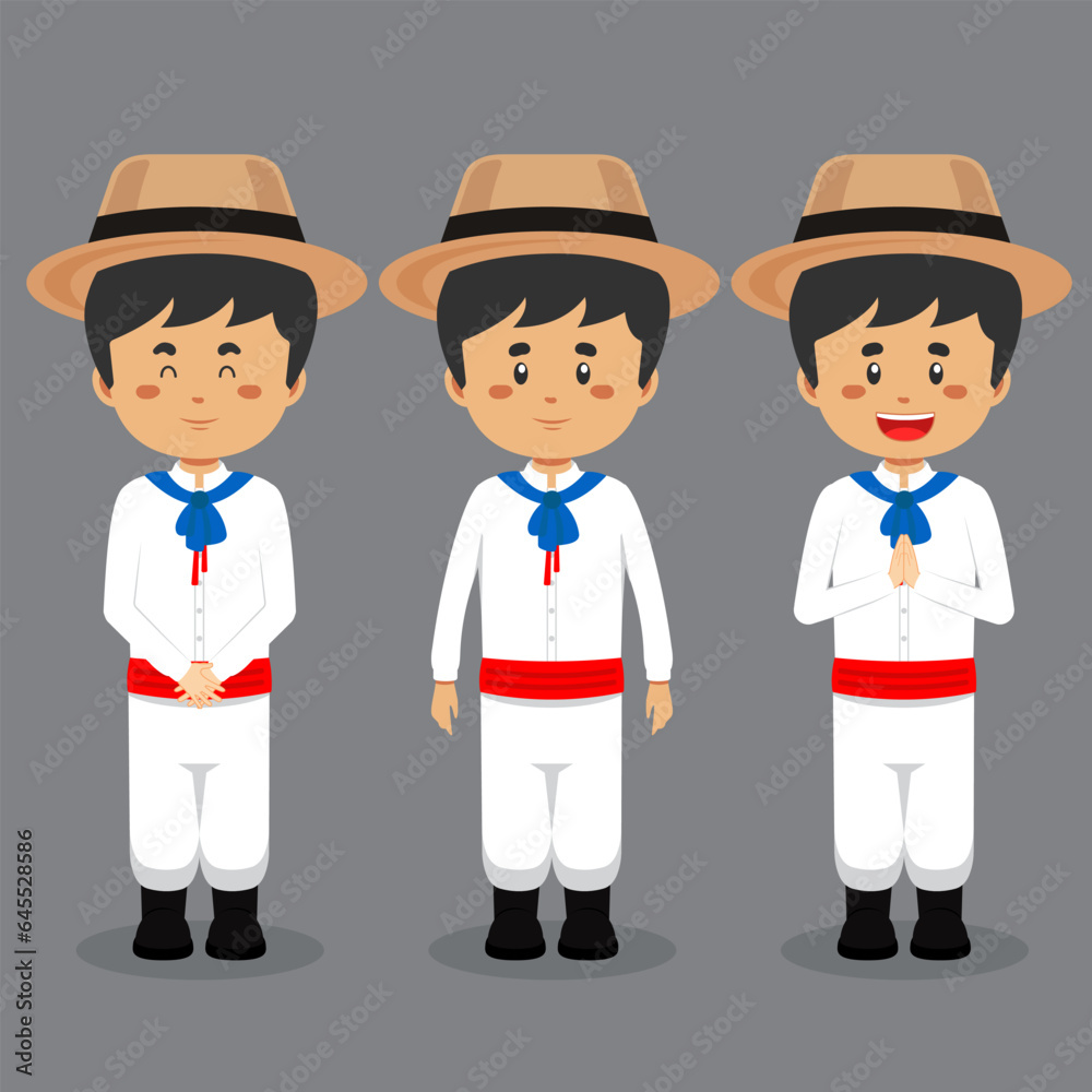 Dominican Republic Character with Various Expression Dominican Republic Character with Various Expression