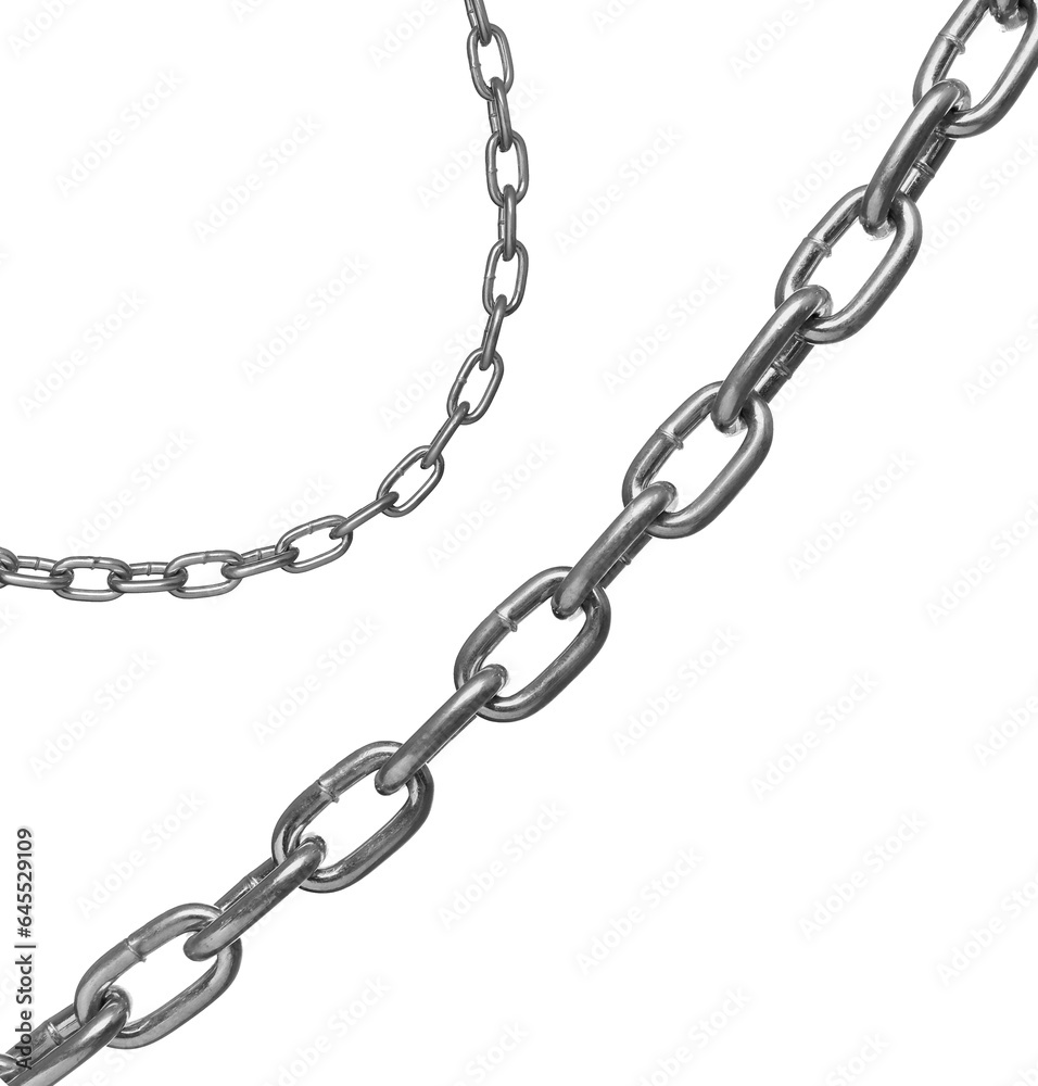 Two different metal chains isolated on white Two different metal chains isolated on white
