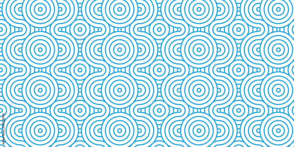 Abstract Pattern with circle wave lines blue seamless steel material geomatics overloping create retro square line backdrop pattern background. Overlapping Pattern with Transform Effect. 