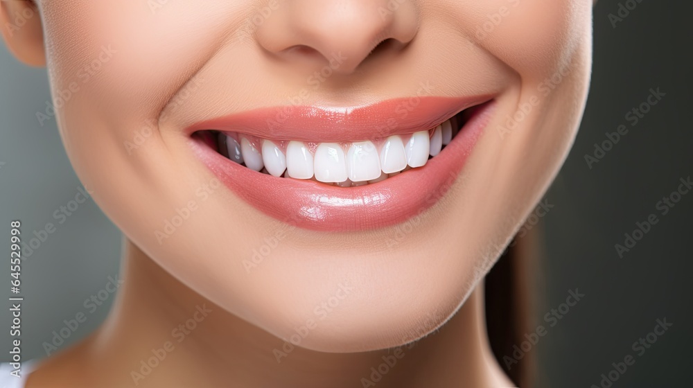 Obraz premium Dental Care. close up mouse Beautiful asian Woman Healthy Smile young Female Smile show beautiful of teeth, confident in orthodontics