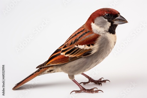 Close-up studio portrait of the bird House Sparrow Passer domesticus. Blank for design