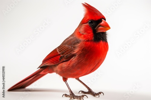 Close-up studio portrait of Northern Cardinal Cardinalis bird. Blank for design