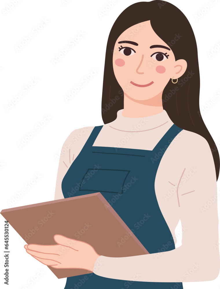 Female Clerk Shop Saleperson Greeting Illustration Graphic Cartoon Art Female Clerk Shop Saleperson Greeting Illustration Graphic Cartoon Art