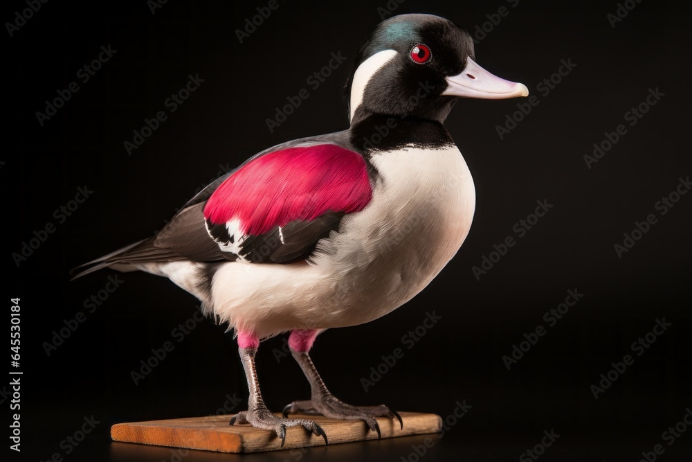 Close-up studio portrait of a bird Bufflehead Bucephala albeola. Blank for design Close-up studio portrait of a bird Bufflehead Bucephala albeola. Blank for design