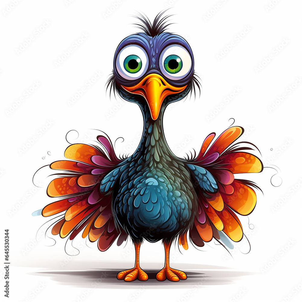 Naklejka premium funny cartoon turkey looking scared