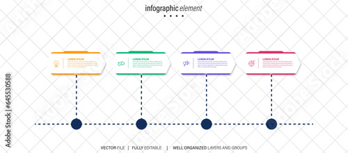 Infographic design template. Timeline concept with 4 steps