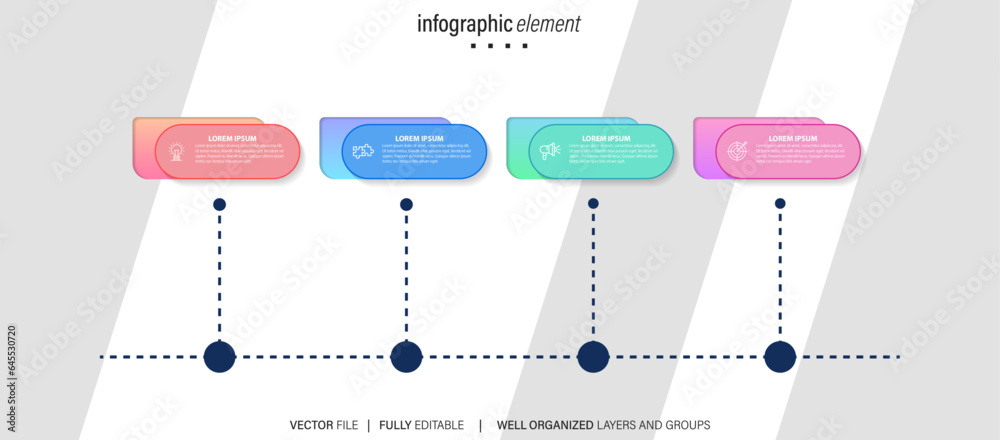 Fototapeta premium Timeline infographic design with options or steps. Infographics for business concept. Can be used for presentations workflow layout, banner, process, diagram, flow chart, info graph, annual report