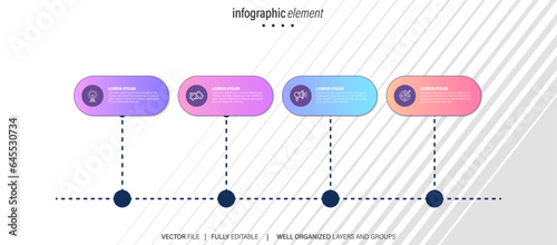 Vector infographic template with 4 label, integrated circles. Business concept with 4 options. For content, diagram, flowchart, steps, parts, timeline infographics, workflow, chart