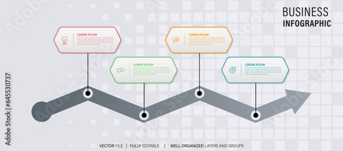 Vector infographic template with 4 label, integrated circles. Business concept with 4 options. For content, diagram, flowchart, steps, parts, timeline infographics, workflow, chart