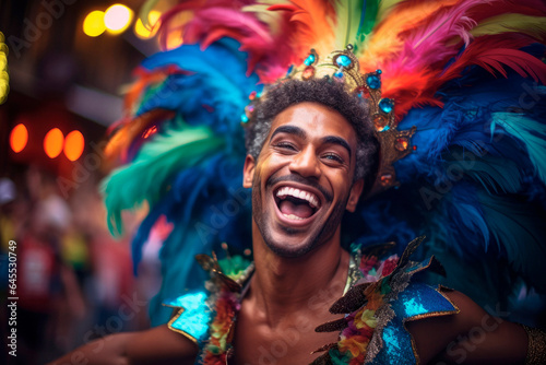 Samba Rhythms and Exuberance: Brazilian Dancer in a Carnival Parade at Rio de Janeiro's Sambadrome 