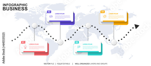 infographic element design 4 step, infochart planning