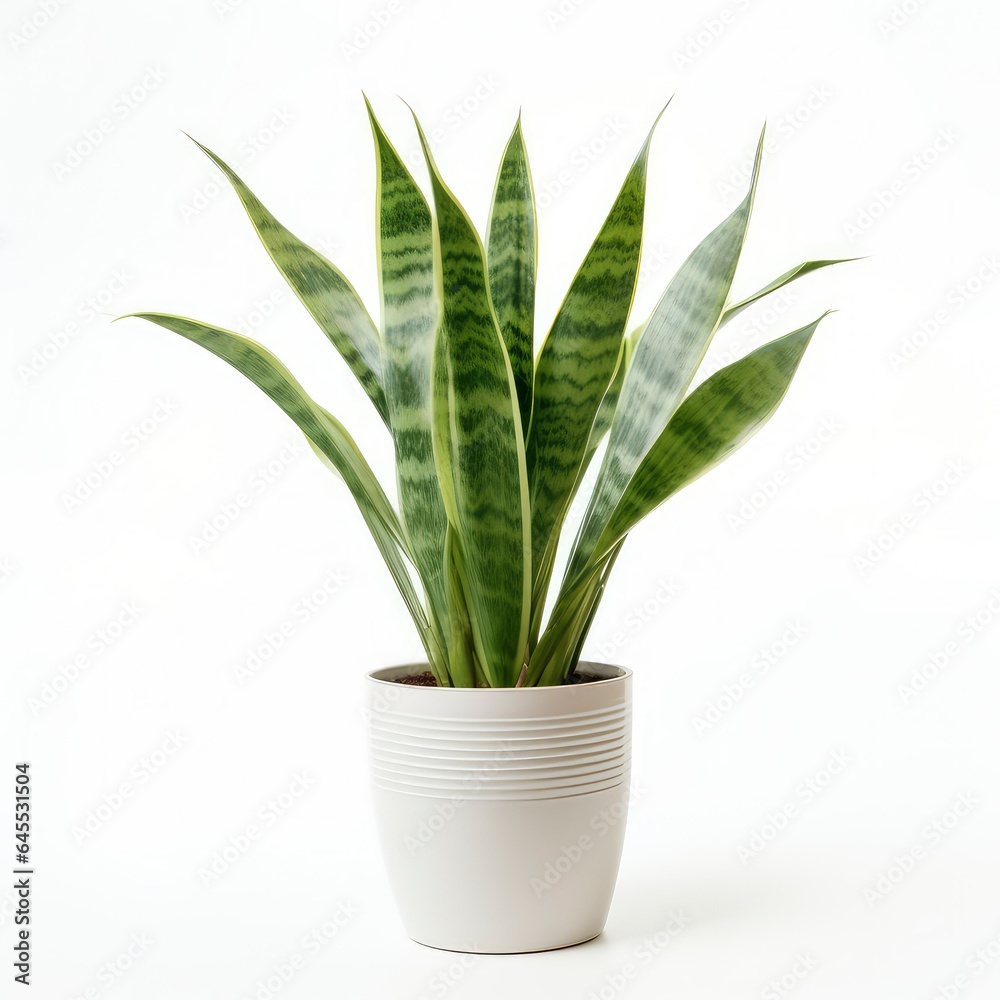 Potted plant. Sansevieria laurentii or Snake Plant on white isolated background. Potted plant. Sansevieria laurentii or Snake Plant on white isolated background.